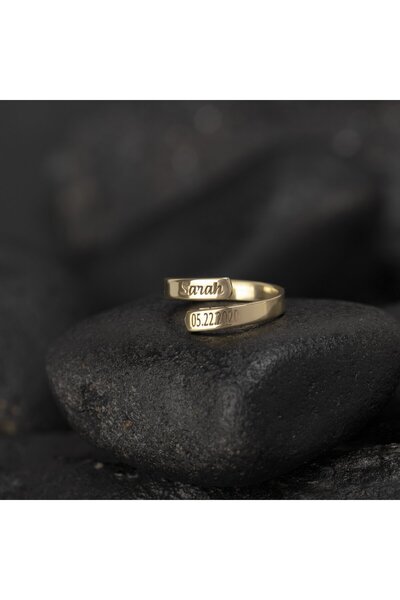 OneSilverGold 925 Ayar Gümüş Çift İsimli Alyans Yüzük Kişiye Özel Seri