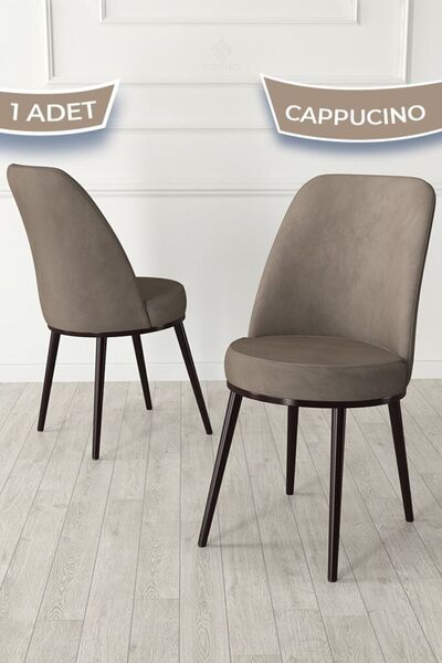 Canisa Jaxe Serisi 1 Adet Cappucino Yemek Odası Sandalyesi Metal Kahverengi I...