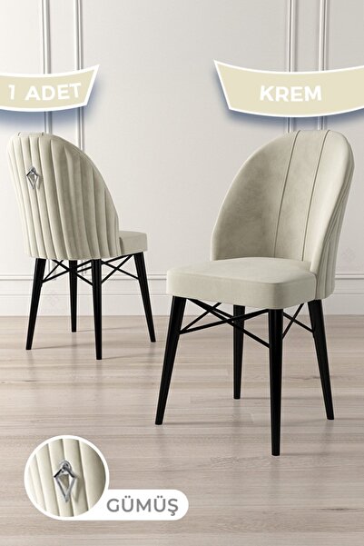 Canisa Ritim Serisi 1 Adet Krem Sandalye 1.sınıf Babyface Ithal Kumaş Siyah G...