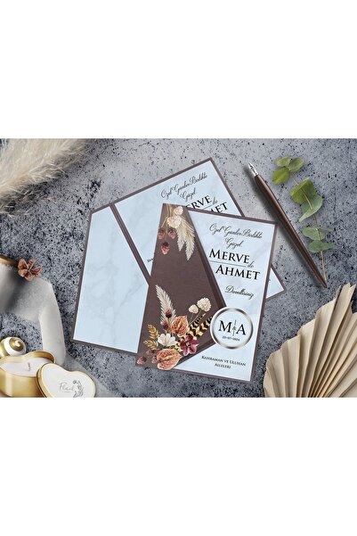 abcofis Düğün Davetiyesi Cem Davetiye Elegance 7031 Baskı Dahil