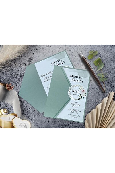 Genel Markalar Düğün Davetiyesi Cem Davetiye Elegance 7037 Baskı Dahil