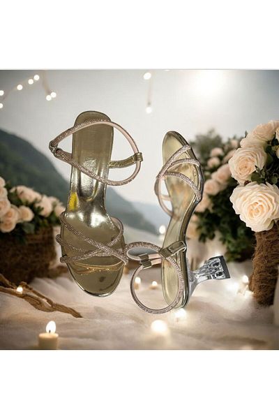 Lion Pantofi de rochie de seara din piatra aurie