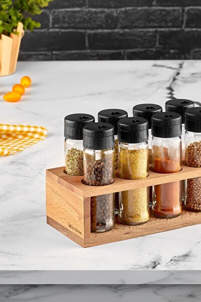 melik's Lisa Set of 8 - with Spice Rack and Wooden Stand