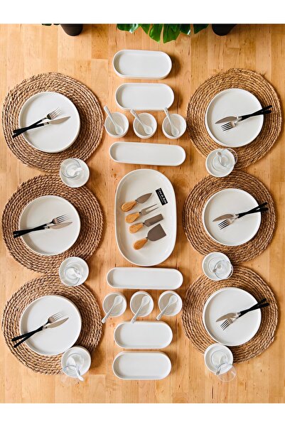 CASA DE BELLA طقم إفطار بورسلين حديث مكون من 43 قطعة لـ 6 أشخاص