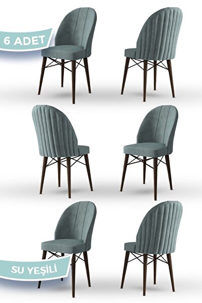 Canisa Jena Serisi 6 Adet Su Yeşili Yemek Odası Sandalyesi 1.sınıf Babyface I...