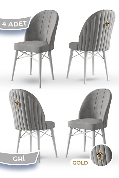 Canisa Ritim Serisi, 1.sınıf Babyface Kumaş 4 Adet Gri Sandalye Beyaz Gürgen ...