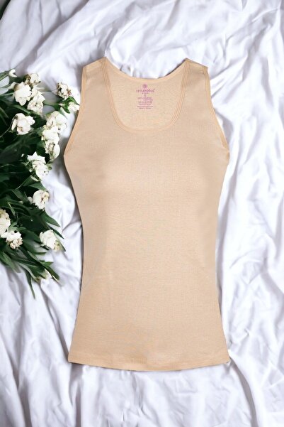 Ceylanoğlu Kadın %100Pamuklu Ribana Saten Geniş Askılı Atlet