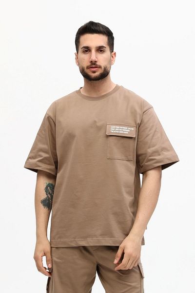 Owut Collection Ανδρικό σετ σορτς 100% βαμβακερό με τυπωμένο κομμένο γράμμα