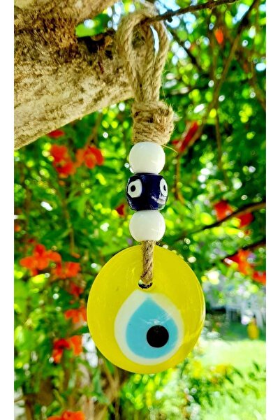 ella'nın çarşısı Κίτρινο γυάλινο κρεμαστό κορδόνι 5 εκ. με διακοσμητικό στοιχ...