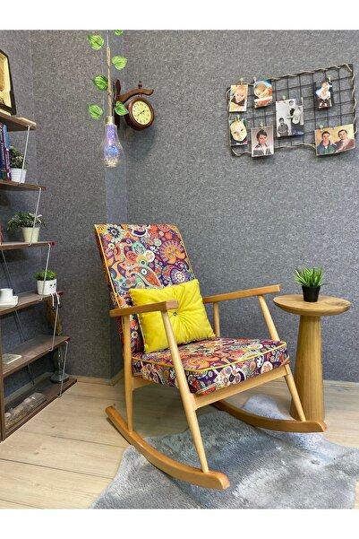 Asedia Trend Naturel Retro Sallanan Sandalye Dinlenme Emzirme Baba Tv Okuma Koltuğu Babalar Günü Hediyesi