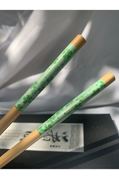 Tam Seramik Japanese Bamboo Chopstick Green Floral Pattern 1 Pair