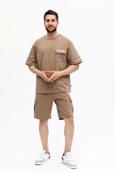 Owut Collection Ανδρικό σετ σορτς 100% βαμβακερό με τυπωμένο κομμένο γράμμα