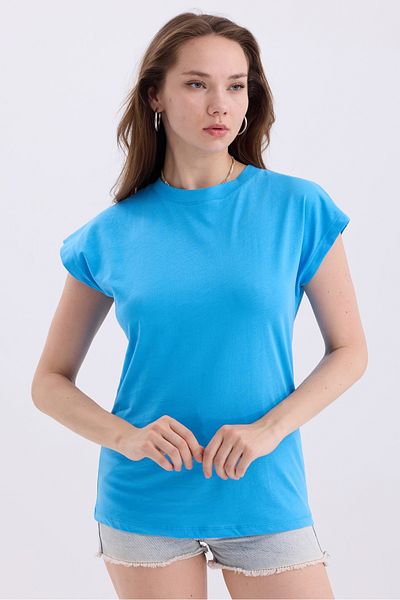 MD trend Tricou tricotat de bază pentru femei - mânecă liliac, bumbac
