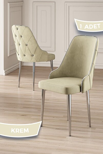 Canisa Krax Serisi 1.sınıf Babyface Kumaş Yemek Odası Sandalye Gümüş Metal Ay...