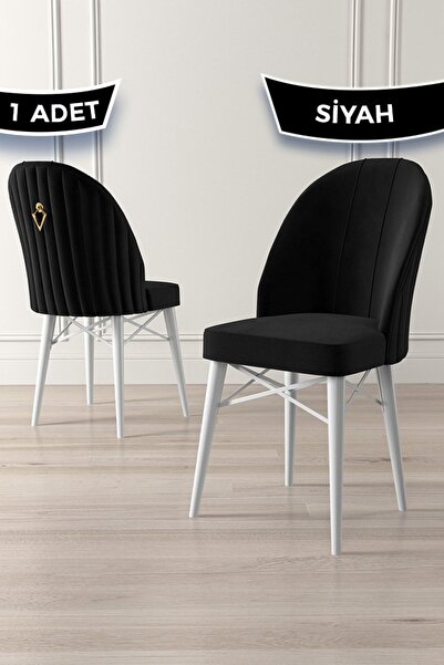 Canisa Ritim Serisi Beyaz Gürgen Ayaklı 1.sınıf Babyface Kumaş Siyah Sandalye Gold Halkalı 1 Adet