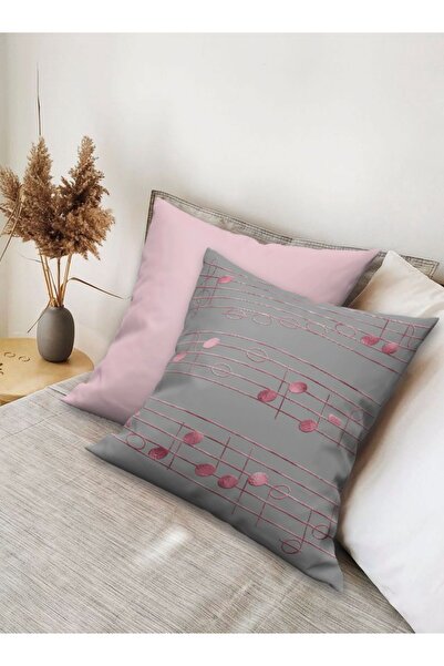 Ardizayn Нота - Рожева оксамитова тканина, 2 чохли для подушок - двосторонній принт