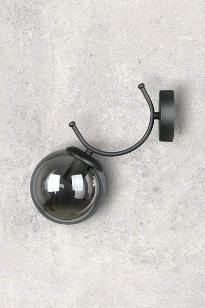Fer Avize Sıla Sconce Modern Design Black Color White Glass Cafe - Kitchen - Bedroom - Hall Wall Sconce