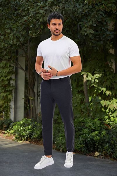 BayBayan Men's Slim Fit Casual Quality Fabric Trousers
