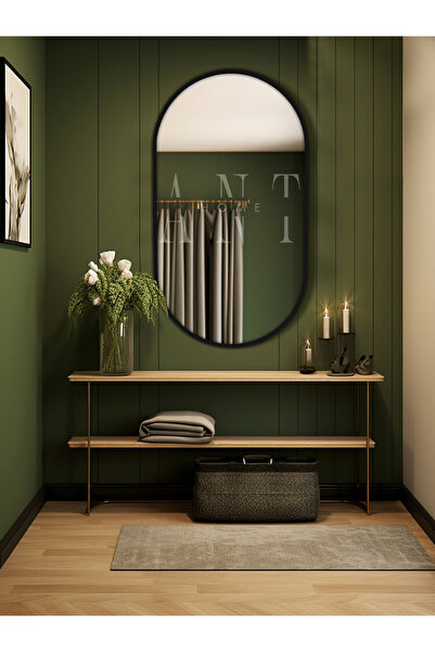 ant home Model Alfa Dekoratif Ayna Duvar Aynası Konsol Aynası Mdf Elips Ayna
