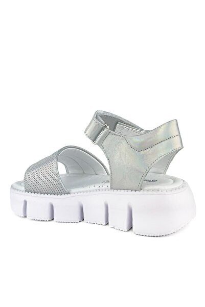 Cici Bebe Ayakkabı Silver Colored Genuine Leather Girls' Sandals