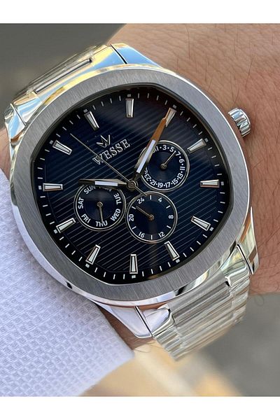 Wesse 5 Atm Men's Wristwatch - Steel Cord, Blackening Color, Inner Functions Active EWWG402903