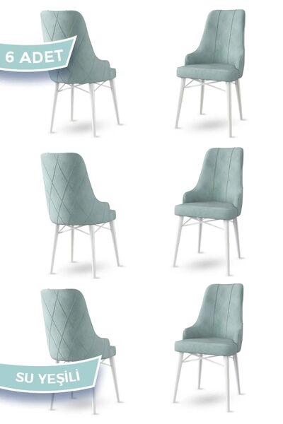 Canisa Neta Serisi 1.sınıf Babyface Kumaş Sandalye Beyaz Gürgen Ayak 6 Adet S...