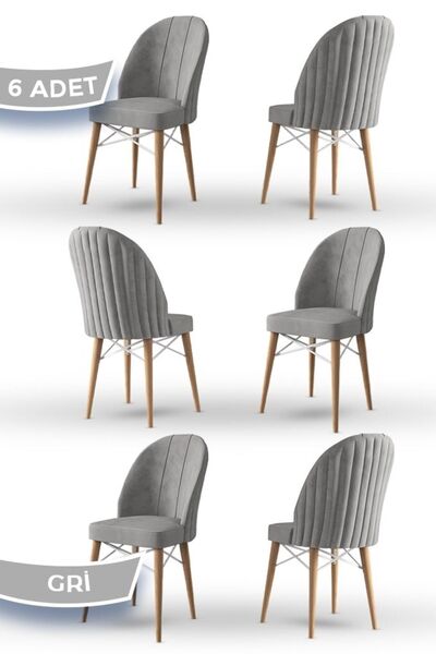 Canisa Jena Serisi 6 Adet Gri Doğal Ahşap Ayak Beyaz Kafes 1.sınıf Babyface K...