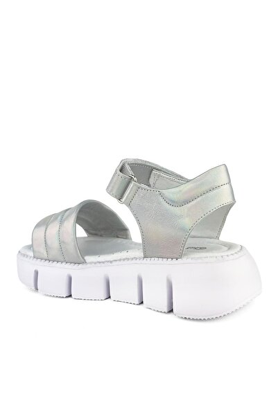 Cici Bebe Ayakkabı Silver Colored Genuine Leather Girls' Sandals