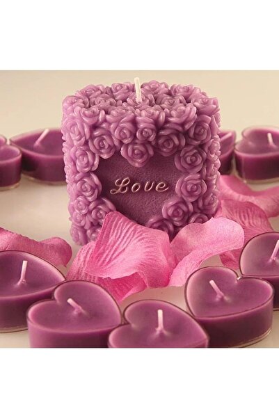 andela Love Güllü Silindir Silikon Mum Kalıbı