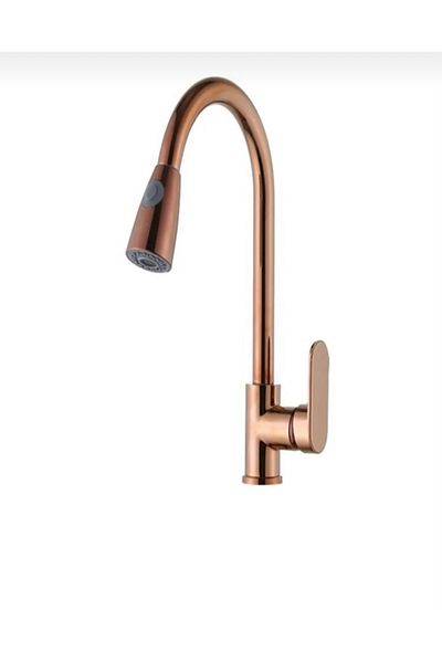 İSAOĞLU YAPI Bronze Spiral Kitchen Faucet - Extending System, Armature Sink Tap
