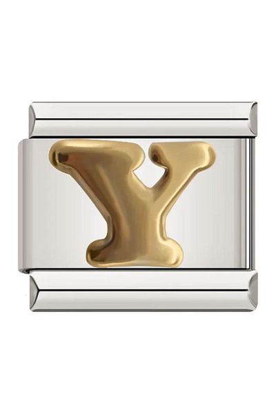 Naturel Tılsım 9mm Charm - Yellow Letter Y Stainless Italian Steel