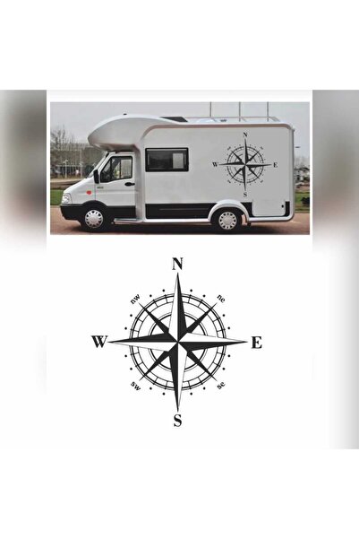KC TASARIM Pusula Sticker 60X60cm 1 Adet Oto Sticker - Kamp Karavan Sticker
