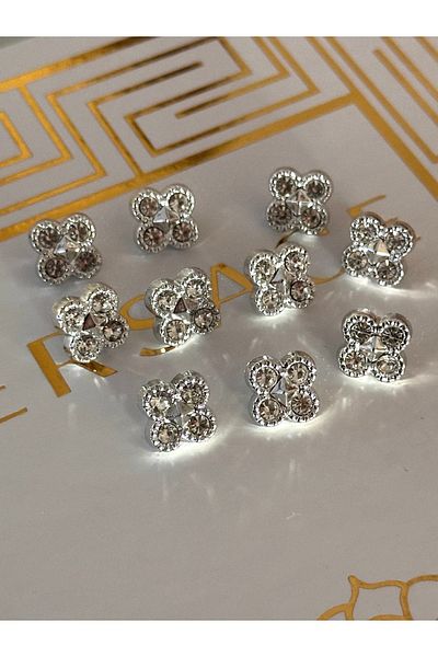 ODDA TASARIM ATÖLYESİ Crystal metallized shirt button with 4 stones
