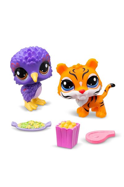Littlest Pet Shop LPS Minis Littlest Pet Shop - Tiger and Tropical Bird 2-Piece Figure Set