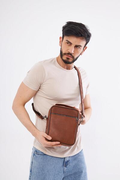 DERİNSS DEB5121 Tan Men's Hand and Shoulder Bag - Genuine Leather