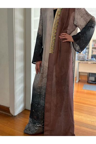 fiore fashion Colorful Linen Kaftan Abaya Ferace Linen Abaya Bisht Suitable for Size 38-42