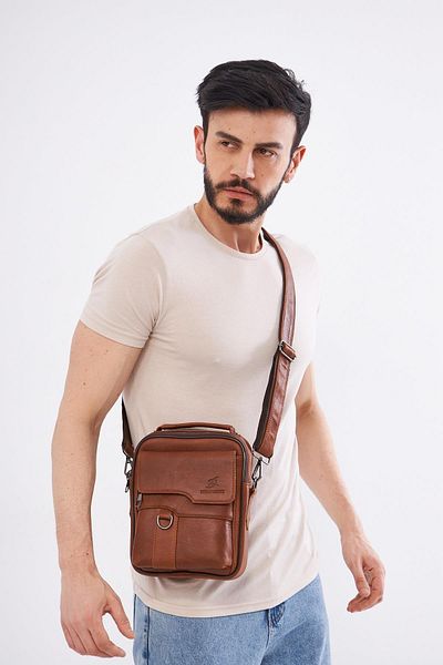 DERİNSS DEB5121 Tan Men's Hand and Shoulder Bag - Genuine Leather