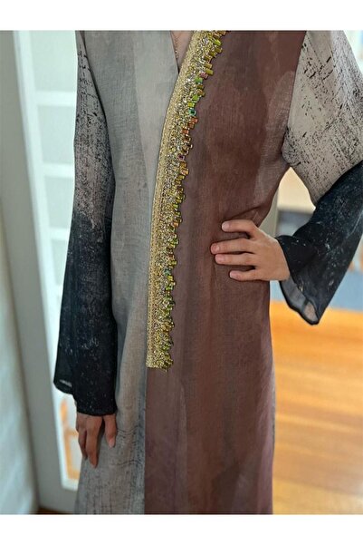 fiore fashion Colorful Linen Kaftan Abaya Ferace Linen Abaya Bisht Suitable for Size 38-42