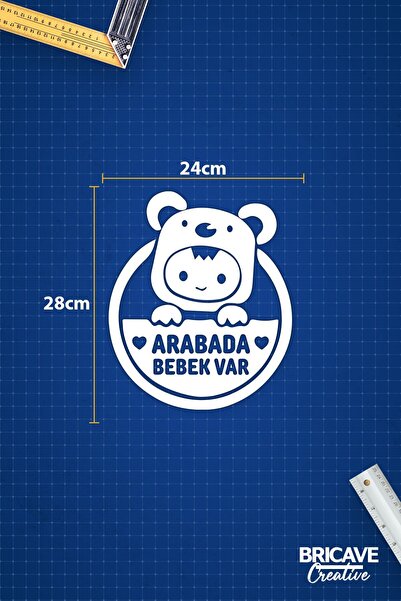 Bricave Arabada Bebek Var Araba Cam Sticker 24x28cm