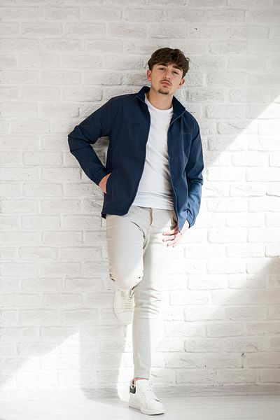 FBI Jeans Slimfit Seersucker Stand Collar Lined Spring Coat
