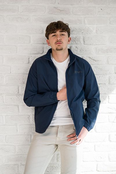 FBI Jeans Slimfit Seersucker Stand Collar Lined Spring Coat