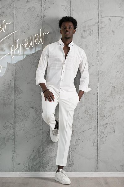 ADVANTE Paneled Collar Buttoned Cotton Slimfit Summer Shirt