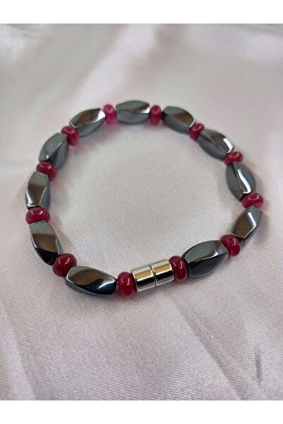 Alsade Manyetik Enerji Denge Kırmızı Akik Mıknatıs Bileklik