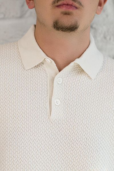 San&Fa Knitted Pattern Buttoned Polo Collar Regular Fit Men's Knitwear Sweater