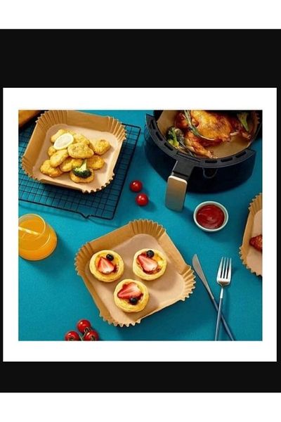 VANCL 50 Pieces Airfryer Baking Paper - Oiled Kraft Square