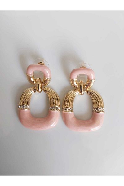 DEVİ fashion Square Hoop Earrings - Pink Enamel