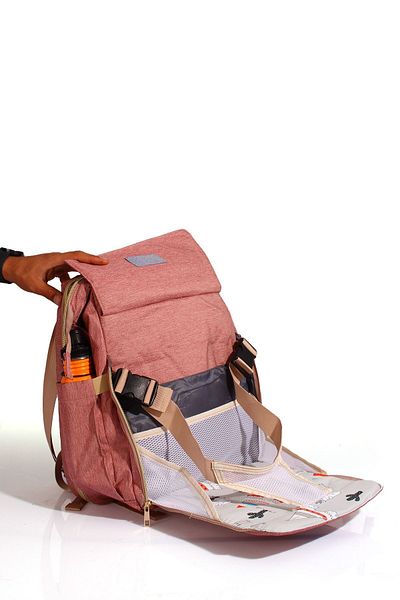 ÇÇS -51769 Mother Care Bag - Dried Rose with Kangaroo and Crib Functions