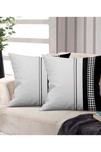 Ardizayn Goose Foot - (Gray - Black) Velvet Fabric Double Cushion Cover (43x43 cm) - Double Sided Print