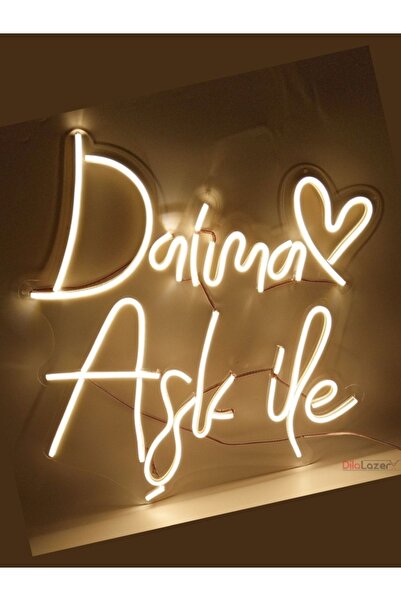 DilaNeon Daima Aşk İle Yazılı Dekoratif Neon Led Tablo - GÜN IŞIĞI- 40x40cm- ...