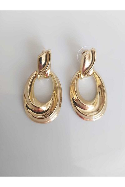 DEVİ fashion Gold Colored Oval Hoop Earrings
